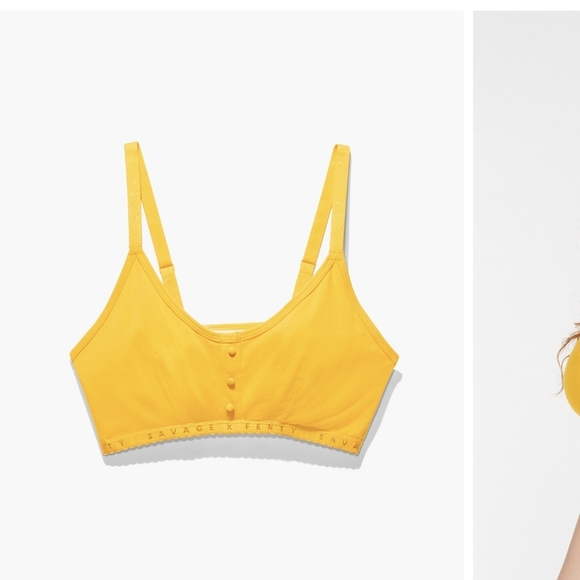 Savage X Fenty Yellow Cotton Wireless Adjustable Straps Unlined Bralette Sz M - Picture 1 of 8